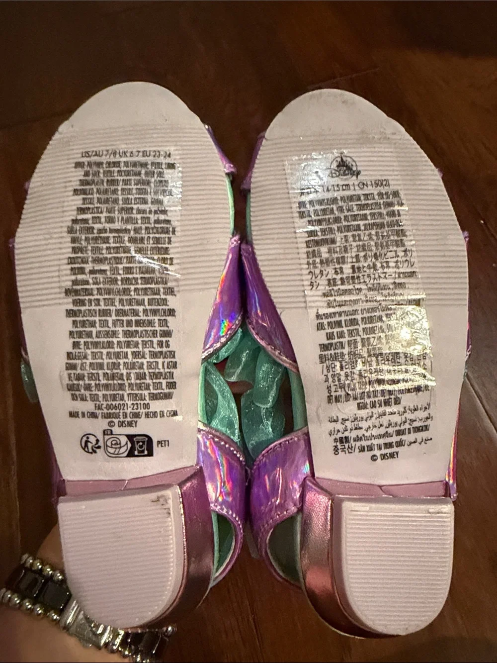 Disney Iridescent Pink and Teal Jewel Dress Sandals